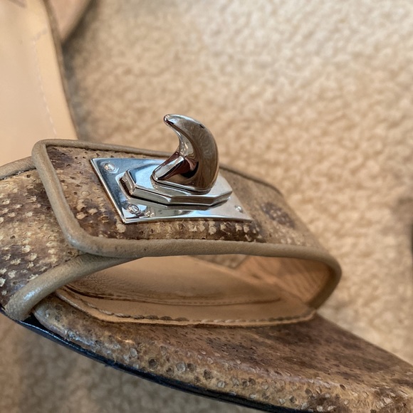 Givenchy Animal Print Silver Claw Sandal Ankle Strap Heel - Picture 2 of 11